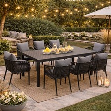 La Perouse 9-Piece Charcoal Aluminium Outdoor Dining Set with Mornington Chairs