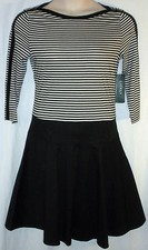 NWT MSRP $139, LAUREN RALPH LAUREN Women's Striped Boat-Neck Dress, SMALL, Black
