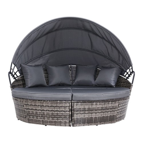 Outdoor Day Bed Garden Lounge Setting Patio PE Wicker Sofa Modular Design Grey - Picture 5 of 8