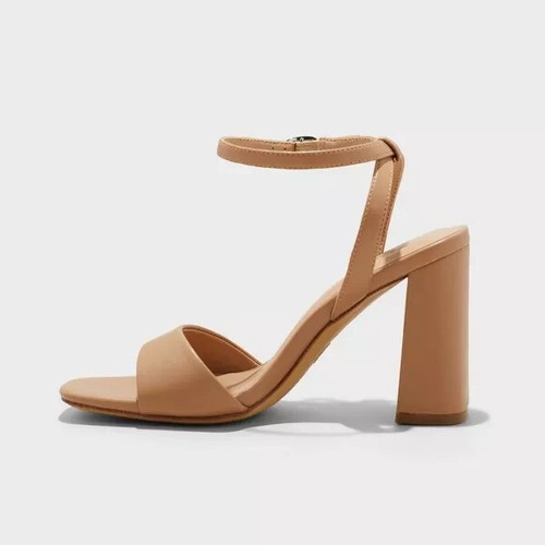 Women's Haley Ankle Strap Single Band Flare Heels with Memory Foam Insole