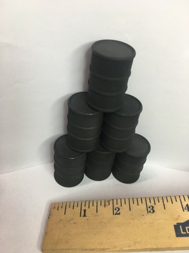 G SCALE OIL DRUMS RAILROAD CARCOAL GRAY 1/24 DIORAMA MODEL TRAIN CARGO SET OF 6 - Picture 2 of 3