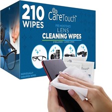 Care Touch Lens Wipes   210 Ct Eyeglass Cleaner Pack  Free  Fast Shipping