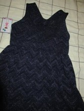 nwt Trixxi girl sparkly navy knit bow back dress girls XL 14 free ship US