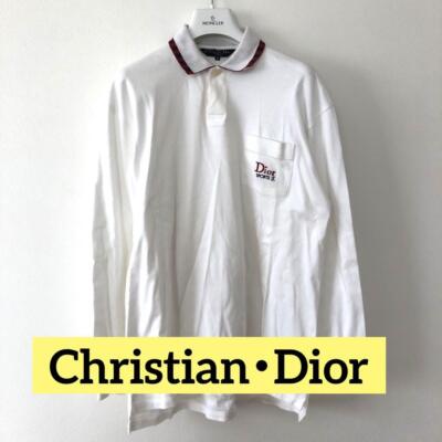 Christian Dior Long Sleeve Polo Shirt Logo Vintage White Size M
