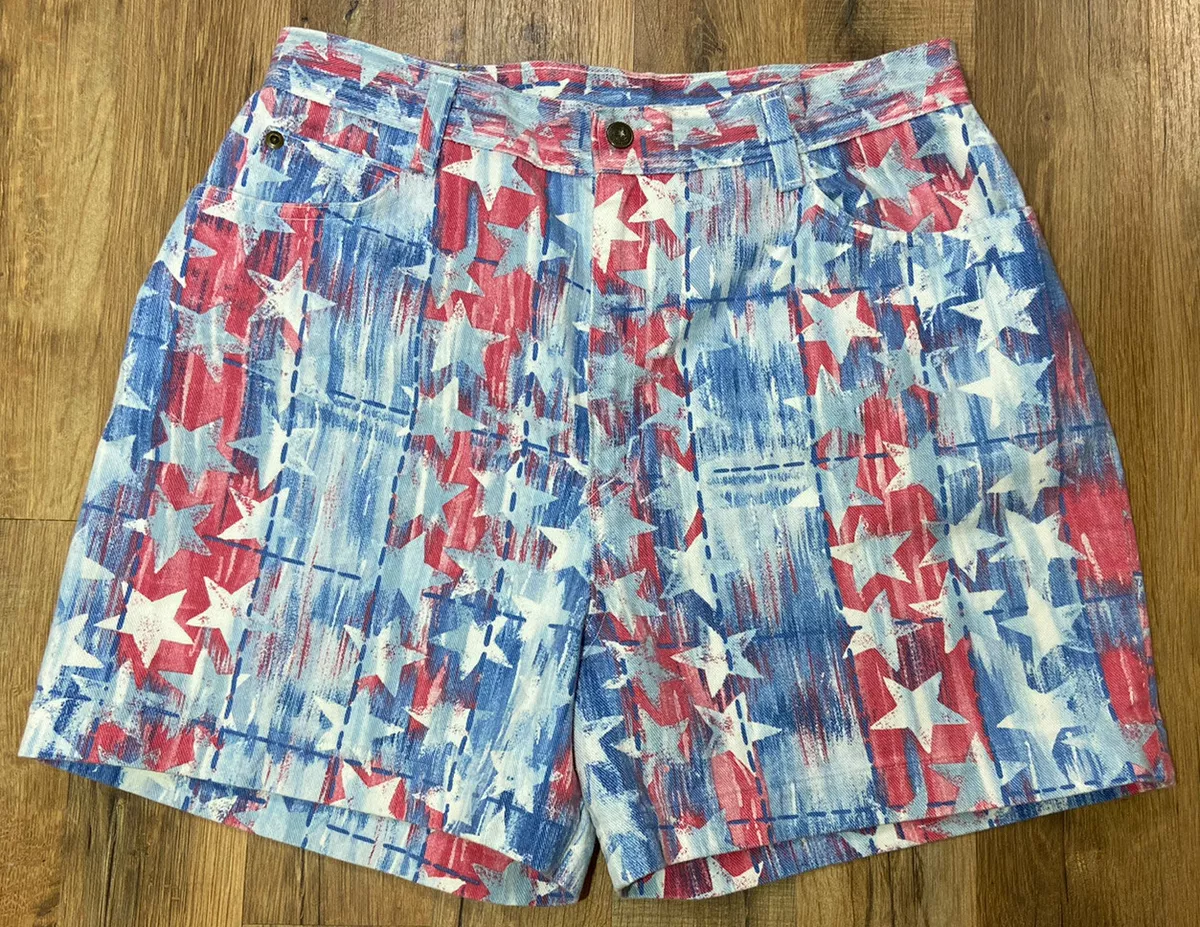 Red white and blue 2025 denim shorts
