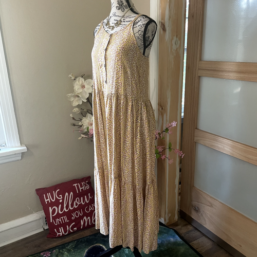 Art Class Yellow Floral Maxi Dress Flowy with Spaghetti Straps - Picture 5 of 8