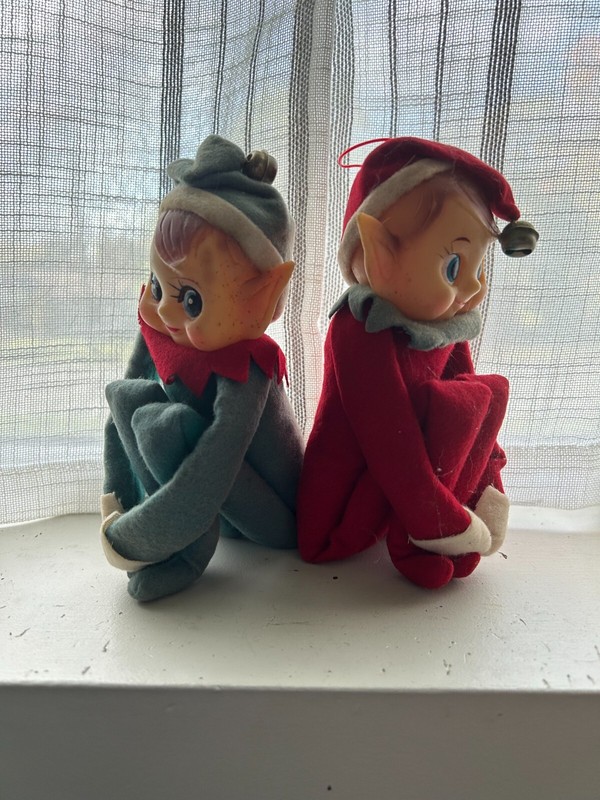 Set of Vintage Christmas - Knee Huger Elves - Midcentury elves / made in Japan