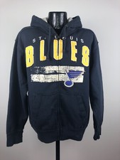 Men's St. Louis Blues Old Time NHL Hockey Sumner Navy Full Zip Hoodie NWT Large