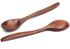 Wooden Spoon Teaspoon Coffee Desserts Soup Sugar  Hand Made Scoop  1/2/5 PCS