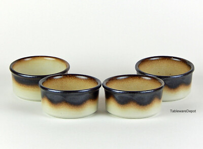 Mancioli TUSCIA: Set of 4 Individual Souffle Bowls, MINT/SUPERB+! Italy, Brown