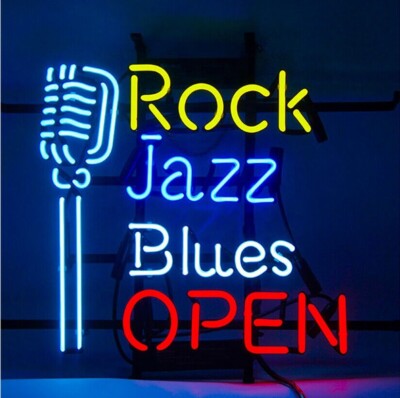 Rock Jazz Blues Open Neon Sign 24''x20'' Music Bar Pub Store Wall Decor