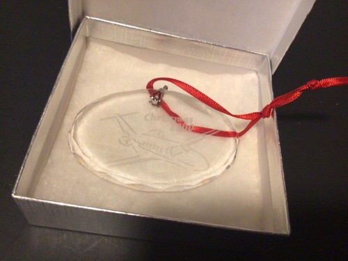 CRYSTAL AIRPLANE ETCHED ORNAMENT PILOT AVIATION 2000 VINTAGE - Picture 5 of 6