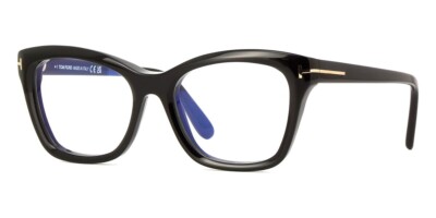 Tom Ford Brille FT5909 B 001 Schwarz & Blau Blockgläser Eyewear 53-18-140
