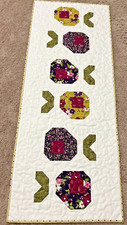 Handmade Quilted Table Runner/Topper  16" x 40" Dark Purple, Olive Green