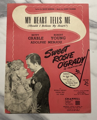 My Heart Tells Me (Should I Believe My Heart?) ~ Vintage Sheet Music