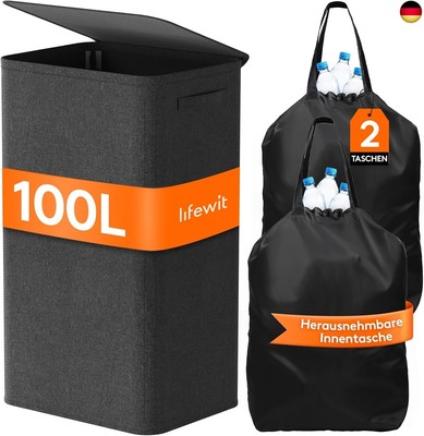 Lifewit 100L Pfandflaschen Sammelbehälter mit Deckel, Groß Pfandflaschen A