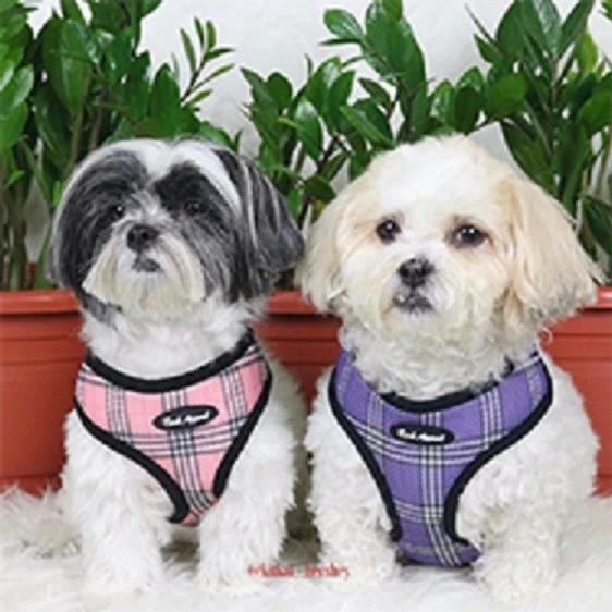 Dog Harness Wrap N Go Plaid Lavender Choke Free Mesh Large 18-22"