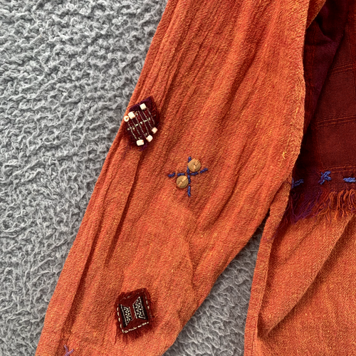 VTG Sandy Starkman Shirt Womens Orange Bead Boho Tunic Festival Coastal Gorpcore - Picture 8 of 12