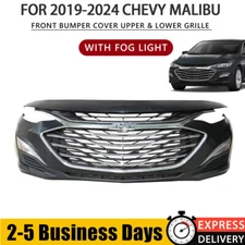 Front Bumper Cover Upper Lower Grille Fog Lights For Chevrolet Malibu 2019-2024