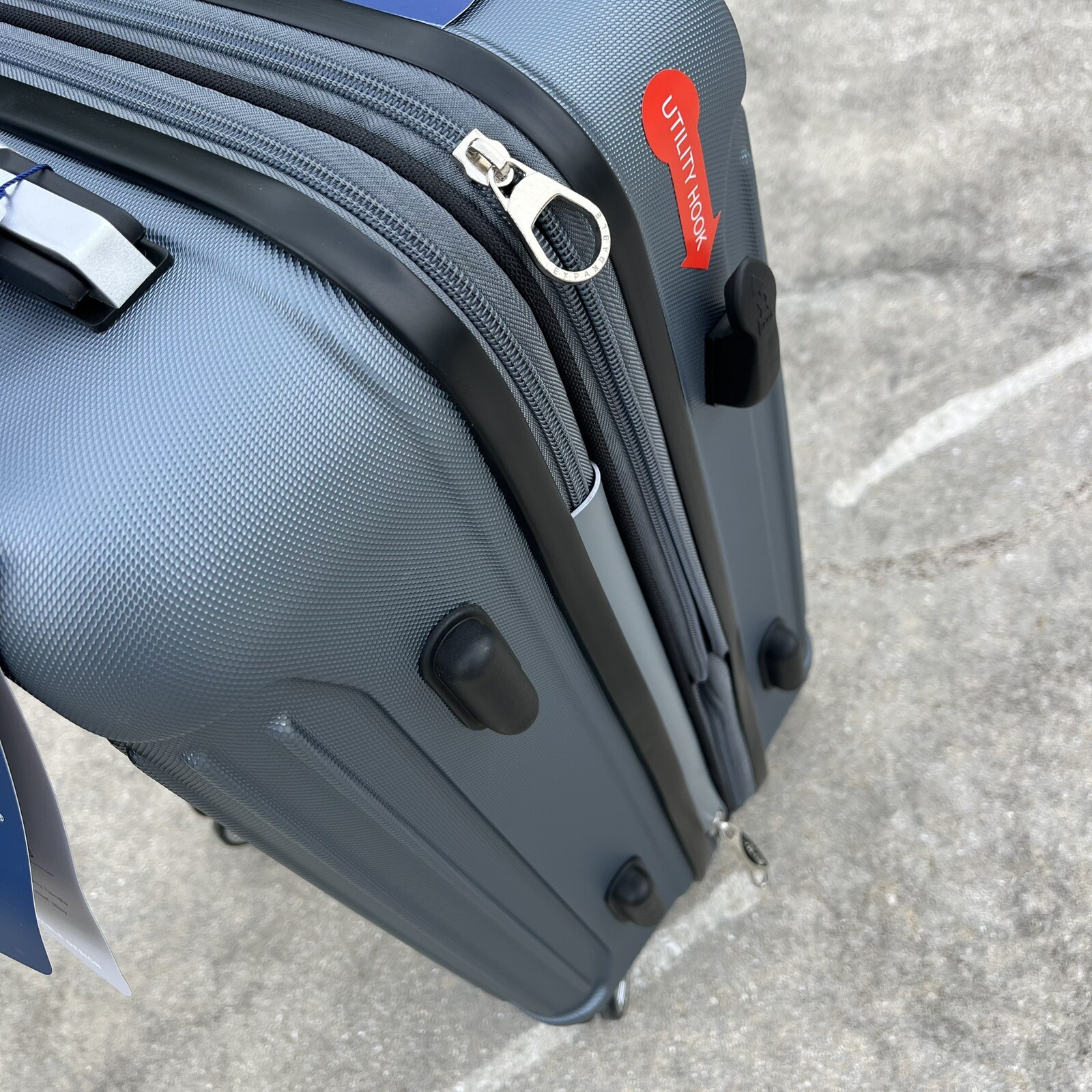 New Gabbiano Iron Gray Carry On Luggage w/ Cup Holder 8 Wheels 20 X 14