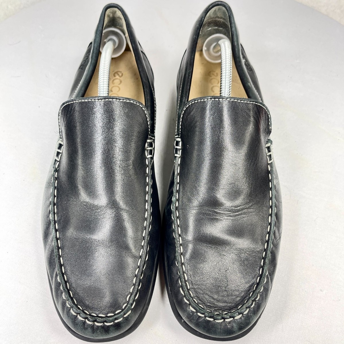 ECCO Mens 45 Black Leather Driving Loafers Flats Extra Width Comfort Slip On ECCO Mens 45 Black Leather Driving Loafers Flats Extra Width  main image 2