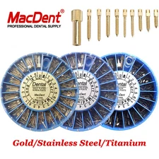 MacDent Dental Assorted Tapered Screw Post Kit 24K Gold Plate/Titanium/Stainless