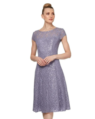 SLNY Sheer Neckline Sequin Lace Tea Length Dress Sz 6 Mystic Heather *997 | eBay SLNY Sheer Neckline Sequin Lace Tea Length Dress Sz 6 Mystic Heather *997 | eBay