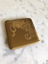 Pre-owned Wadworth Gold Compact make up Case Floral Detail   