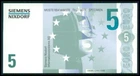 SAMPLE BANKNOTE TEST BANKNOTE TEST NOTE SPECIMEN SIEMENS-NIXDORF 5.- EURO m1696
