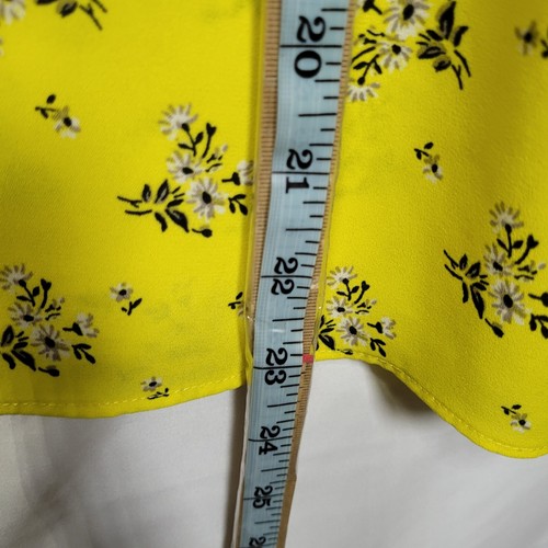 Warehouse Blouse Women Size 12 Yellow Floral Bell Long Sleeve Top - Picture 8 of 9