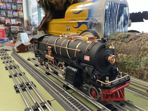 + MTH Standard Gauge Tinplate Crackle Black w/ Brass 400e Steam Locomotive PS.1 - Picture 9 of 11