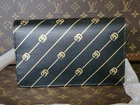 Mini portefeuille sur chaîne authentique GUCCI double GG bande diagonale WOC cuir doré