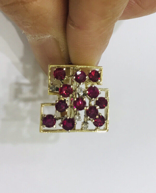 14k Solid YelloeGold Cluster Flower Ring With Nat… - image 6