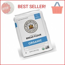 King Arthur 100 Organic Bread Flour, Unbleached, 5 lb Pack of 1 - Non-GMO Pro