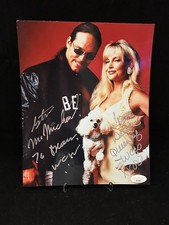 Steve & Debra McMichael Signed 8x10 Chicago Bears WCW WWE Mongo Wrestling JSA