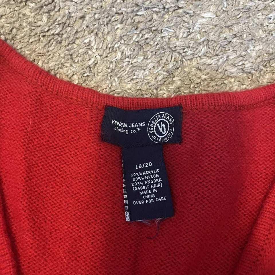 Venezia джинсы Angora смесь кардиган женщин 18/20 красный винтажный 90-х Y2K - Изображение 4 из 4
