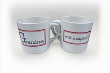 Vtg Coffee Mugs Set Grandpa & Grandma Matching Cups Ceramic Retro Gift