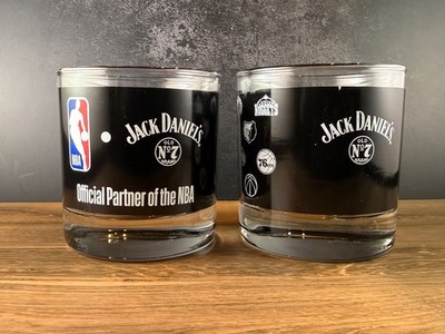 Jack Daniels NBA Glasses Low-ball Set Whiskey Bourbon Glass Set Black Old No 7 