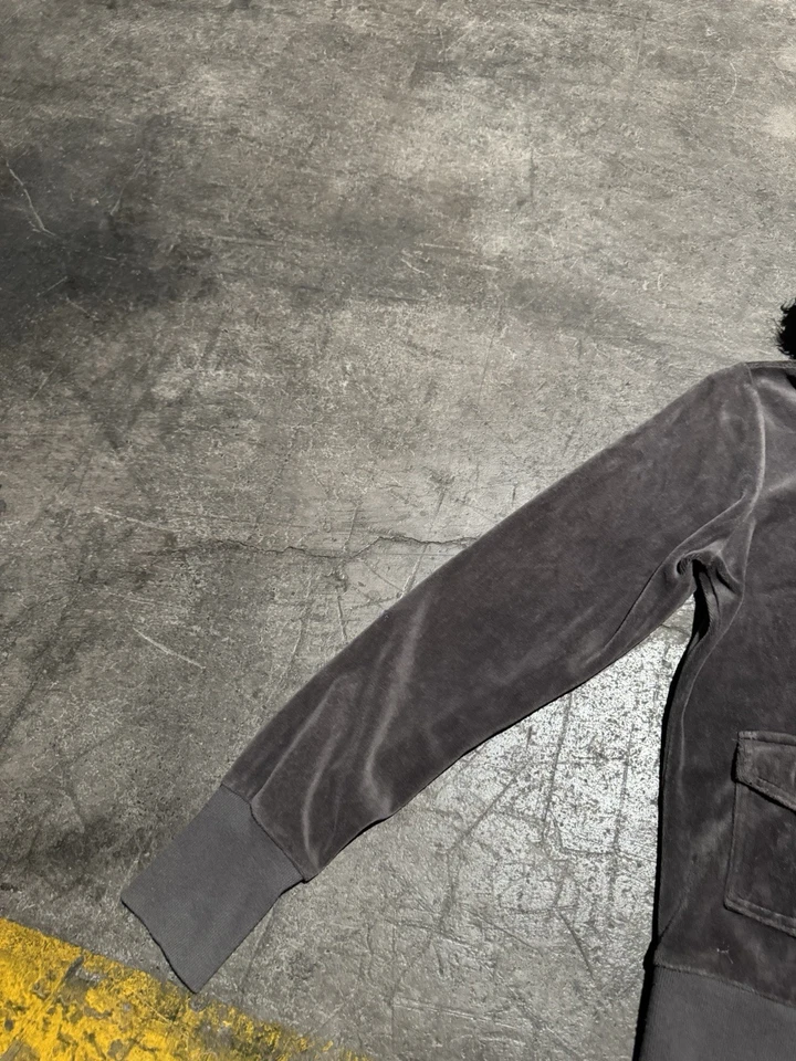 Y2K Self Esteem Faux Fur Hoodie Plaid Women’s M Velour Bella Swan Full Zip Juicy - Image 3 of 4