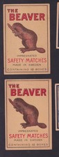 2 Ancienne  étiquette paquet Allumettes Suède BN186067 The Beaver Castor