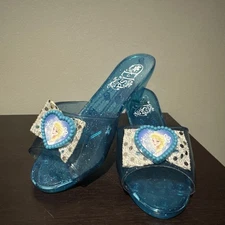 Disney Kids Frozen Elsa Blue Glitter Shoes COSTUME Play Slip-On 7.5 Inches