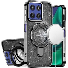 For Moto G Stylus 2026/2025 Case Translucent Glitter Magnetic Tempered Glass