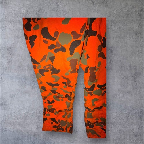 Woolrich Mens XL Blaze Orange Camo Hunting Coat & Overalls BIBS Pocket USA ZIP - Picture 14 of 18