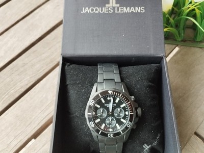 Jacques Lemans Herren Chronograph schwarz 44 mm - 1-2091  Black Edition 