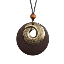 Wood Pendant for Women Hippie Choker Necklaces Boho Layered Necklaces Chunky Nec