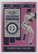 2020 Panini Chronicles Contenders Optic Pink Prizm 3/25 Christian Yelich #24 3b3