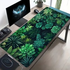 1 Large Esports Gaming Mouse Pad  Succulent Plant Art Pattern, Non-Slip, Washa