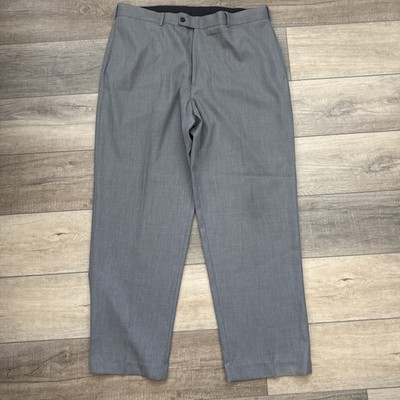 Perry Ellis Portfolio Premium Twill Non Iron Flat Front Dress Pants Gray 40x32