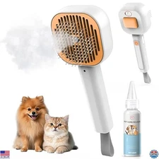 3-in-1 Cat & Dog Grooming Brush with Steam Technology & Waterless Shampoo -