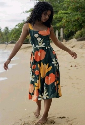 XXS/XS Happy Earth 100% Organic Cotton Sleeveless Lily Midi Dress|Paradise